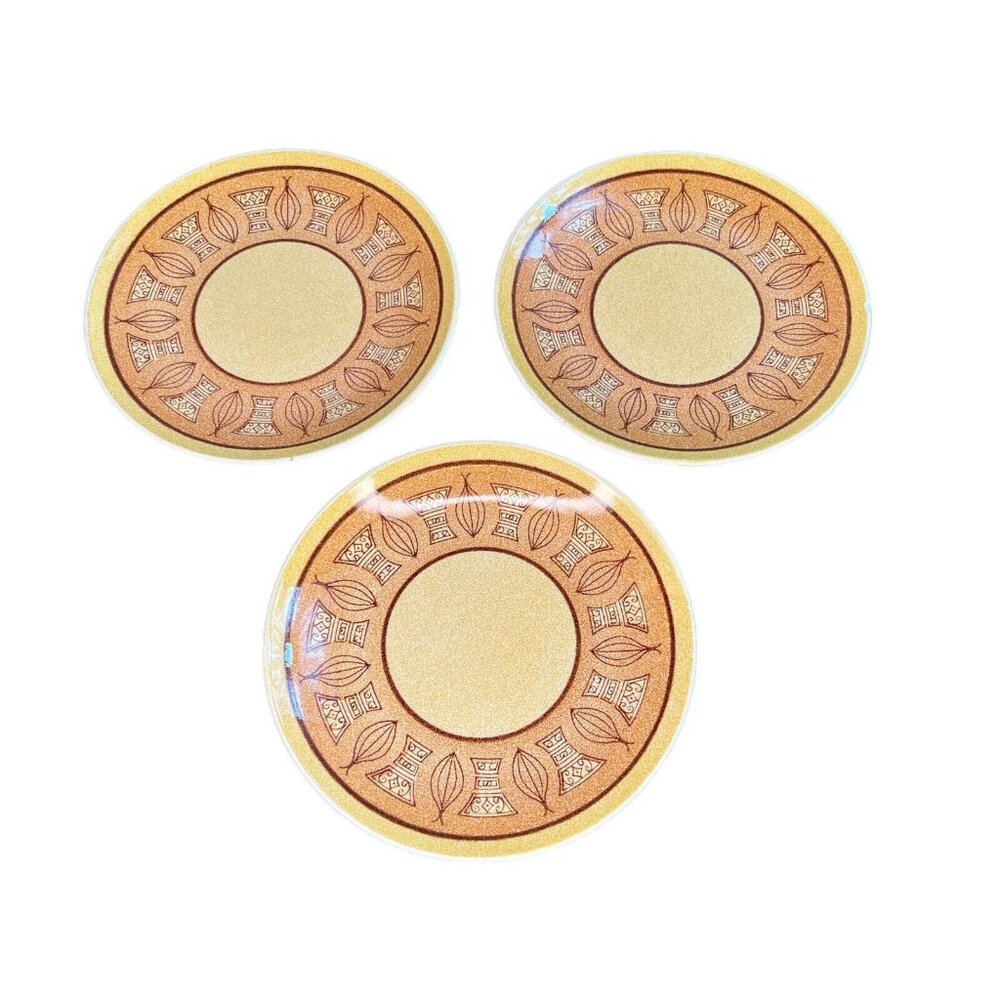 Taylor Smith & Ironstone MCM Honey Gold Tea Saucer Bread Plate 6.5” Set of 3 USA
